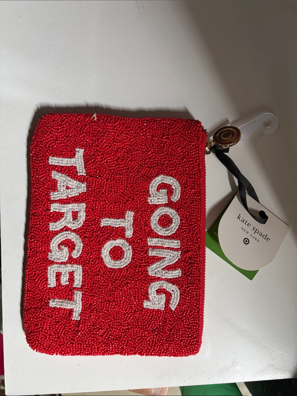 kate spade red beaded 'Going to Target' Wristlet Pouch